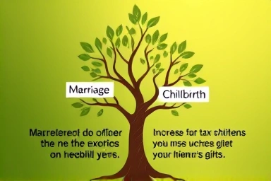 Tree of tax exemptions with marriage and childbirth branches